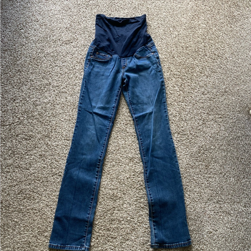 Indigo Blue Straight Leg Maternity Jeans in Classic Blue
